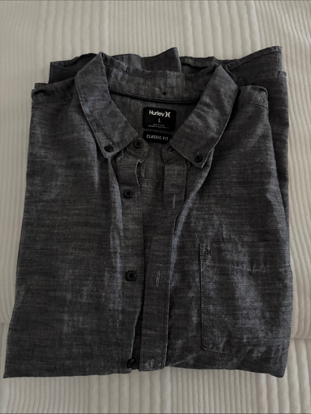 Hurley Men's Dark Gray Button-Down Casual Shirt